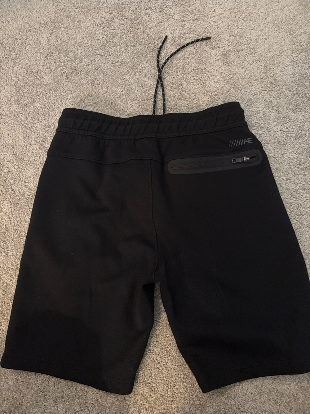 American Eagle Outfitters Black Athletic Drawstring Zip-Pocket Shorts - Picture 2 of 3